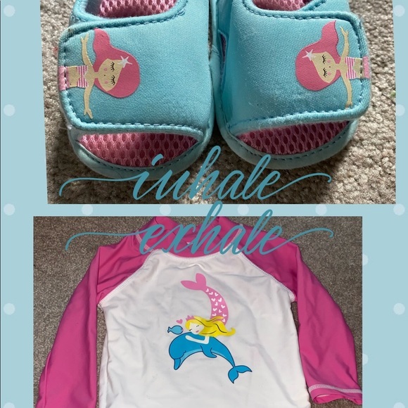 3PC Set Mermaid Bathing Suit & Sandals Baby Girl 12 mo - Picture 2 of 12